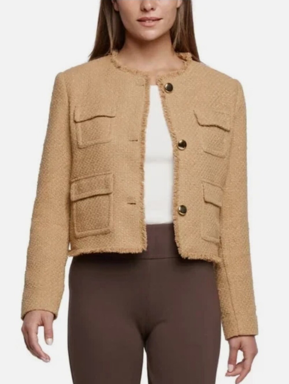 NEW! Express Tan Boucle Blazer Size L
